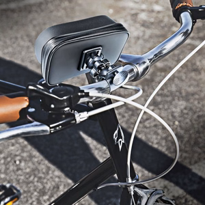 Waterproof zippered bicycle phone holder with sun hood for 5.5–6.3-inch phones – black