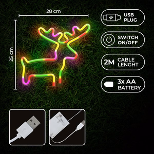 Neon LED-valo ELK moniväri Bat + USB FLNE12 Forever Light