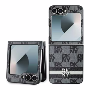 DKNY Checkered Pattern Painetut Raidat Suojakuori Samsung Galaxy Z Flip 6:lle - Musta