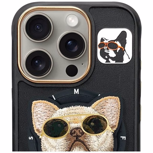 Nimmy Glasses Cool Dog MagSafe Suojakuori iPhone 16 Pro:lle - musta