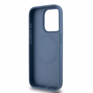DKNY Nahkainen Monogrammi-kuvio Metallinen Logo MagSafe Suojakuori iPhone 15 Pro:lle - sininen