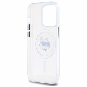 Karl Lagerfeld IML Metal Choupette Head MagSafe iPhone 14 Pro Suojakuori - valkoinen