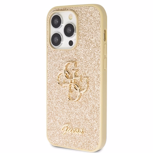 Guess GUHCP14LHG4SGD Suojakuori iPhone 14 Pro:lle - kultainen Glitter Script Big 4G