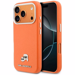 KARL LAGERFELD suojakuori iPhone 17 Pro:lle MagSafe-yhteensopiva KLHMP17L6PFKCLO (PU FW W/ K&C Head Pin) oranssi