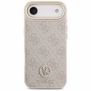 GUESS 4G Strass Logo & Big Strap Metal Buttons MagSafe Suojakuori iPhone 17 Airille - vaaleanpunainen
