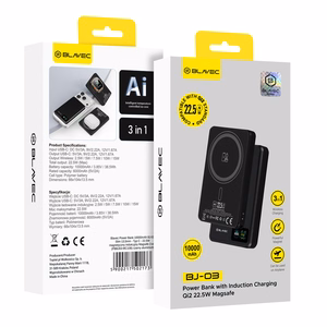 Blavec varavirtalähde 10000 mAh BJ-03 Slim 13,5 mm - Type C - 22,5 W magneettinen Magsafe 3-in-1 (PBBJ03-MC10B) musta alumiini