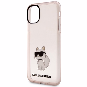 Karl Lagerfeld KLHCN61HNCHTCP vaaleanpunainen kova suojakuori iPhone 11 / Xr 6.1 Ikonik Choupette
