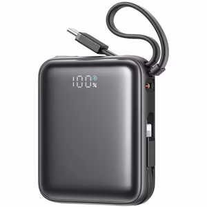 Joyroom JR-PBF27 10000mAh 22.5W tehopankki sisäänrakennetuilla USB-C- ja Lightning-kaapeleilla - musta