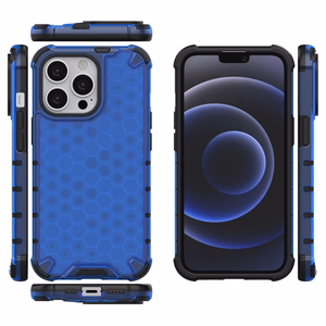 Honeycomb Asia panssaroitu kansi TPU puskuri iPhone 13 Pro sininen