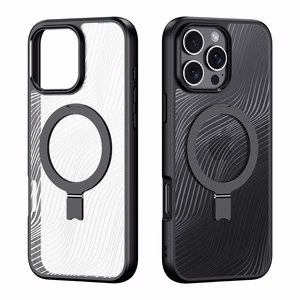 Dux Ducis Aimo Mag Suojakuori MagSafella ja jalustalla iPhone 16 Pro Max:lle - musta