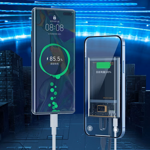 WEKOME WP-325 Vanguard Series varavirtalähde, 20000 mAh, PD 20 W + QC 22,5 W, sisäänrakennetuilla USB-C- ja Lightning-kaapeleilla, musta ja läpinäkyvä