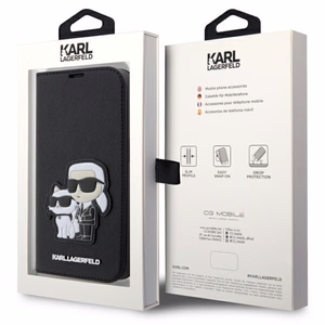 Karl Lagerfeld KLBKP14LSANKCPK iPhone 14 Pro 6.1 kirjakuori musta/musta Saffiano Karl & Choupette