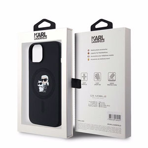 Karl Lagerfeld Silikoninen Karl&Choupette MagSafe Suojakuori iPhone 15 Plus / 14 Plus:lle - musta