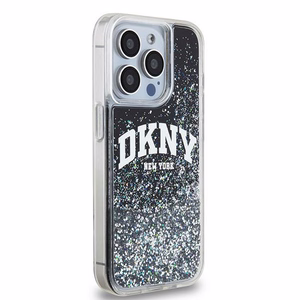 DKNY iPhone 15 Pro 6.1" Musta Suojakuori Liquid Glitter Big Logo