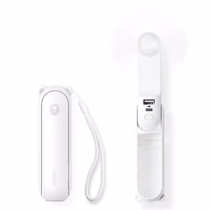 Jisulife Life8 Plus kannettava USB-käsituuletin varavirtalähdetoiminnolla ja taskulampulla, 4500 mAh, valkoinen