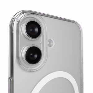 Puro Lite Mag TPU+PC suojakuori MagSafe-yhteensopiva iPhone 17:lle - läpinäkyvä valkoisella renkaalla