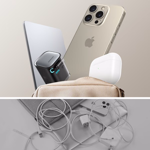 Joyroom JR-TCL02 65W USB-A USB-C GaN laturi sisäänrakennetulla USB-C kaapelilla - musta