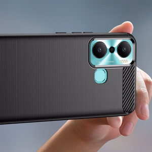 Carbon Case joustava silikoninen hiilikuitusuojakuori Infinix Hot 20 Play:lle musta