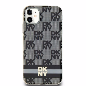 DKNY IML Ruudullinen Mono-kuvio ja Painetut Raidat MagSafe Suojakuori iPhone 11 / Xr:lle - musta