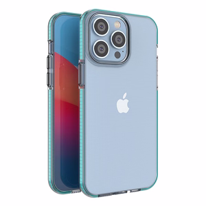 Spring Kotelo iPhone 14 Pro Max silikonisuojus kehyksellä vaaleansininen