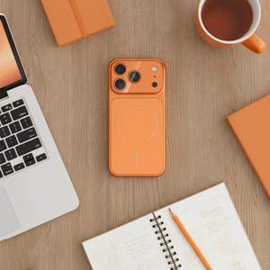 Suojakuori iPhone 17 AIR:lle Make 17 yhteensopiva MagSafen kanssa oranssi