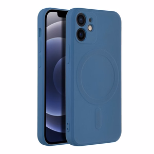 Silikoninen Suojakuori iPhone 12 MINI:lle Mag Cover MagSafe-yhteensopiva sininen