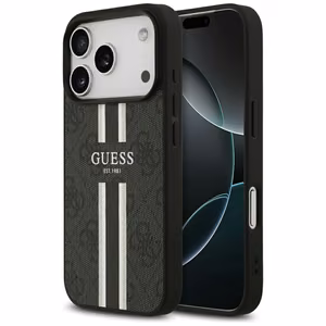 Guess 4G Printed Stripes MagSafe suojakuori iPhone 17 Pro:lle musta