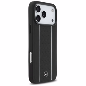 Mercedes Leather Star Pattern Stripes MagSafe suojakuori iPhone 17 Pro Max - musta