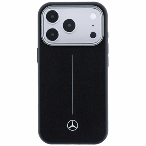 Mercedes nahka Iconic Line MagSafe suojakuori iPhone 17 Pro Max - musta