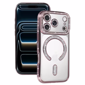 Bling MagSafe Suojakuori iPhone 17 Pro:lle vaaleanpunainen