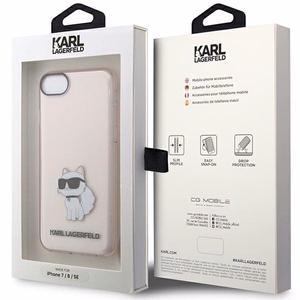 Karl Lagerfeld KLHCI8HNCHTCP vaaleanpunainen kova suojakuori iPhone 7/8/ SE 2020 / SE 2022 Ikonik Choupette