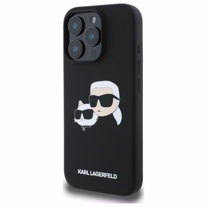 Karl Lagerfeld Silikoninen Heads Print MagSafe Suojakuori iPhone 16 Pro Max:lle - Musta