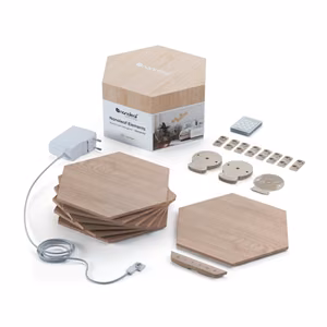 Nanoleaf Elements Wood Look Hexagons Starter Kit (7 panels) Cool White + Warm White