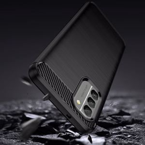 Carbon Case joustava silikoninen hiilikuitukuori Nokia G400:lle - musta