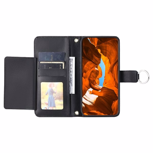 Samsung Galaxy A37 5G Leather Wallet Case with Stand and Shoulder Strap - Black