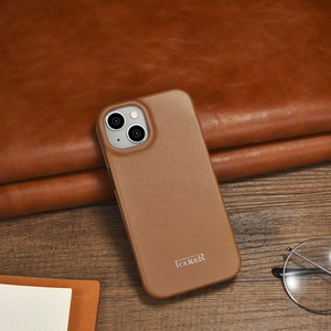 iCarer CE Premium Nahka Folio Case iPhone 14 Plus Magneettinen Flip Nahka Folio Case MagSafe Brown (WMI14220715-BN)