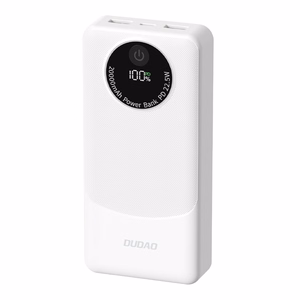 Powerbank Dudao K12Pro 22.5W PD 20000mAh USB-A, USB-C - valkoinen