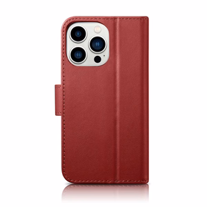 iCarer Lompakko Kotelo 2in1 Cover iPhone 14 Pro Max Nahka Flip Cover Anti-RFID Punainen (WMI14220728-RD)