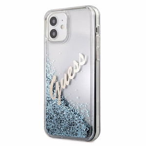 Guess GUHCP12SGLVSBL iPhone 12 mini 5.4" sininen/sininen kovakotelo Glitter Vintage Script Glitter Vintage Script