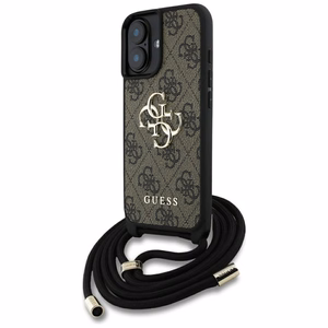 Guess 4G Big Logo Cord Strap Crossbody suojakuori iPhone 16 Plus:lle - ruskea