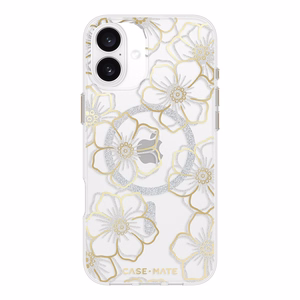Case-Mate Floral Gems MagSafe suojakuori iPhone 16 Plus -laitteelle, kullanvärinen