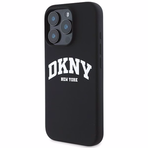 DKNY Silikoninen Valkoinen Painettu Logo MagSafe Suojakuori iPhone 16 Pro Max:lle - Musta