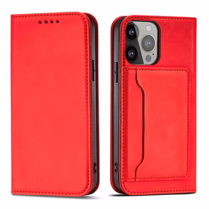 Magnet Card Case case for Samsung Galaxy S23+ flip cover wallet stand red
