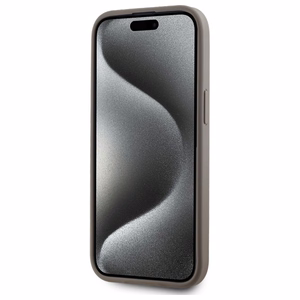 DKNY Nahkainen Checkered Mono Pattern MagSafe iPhone 15 Plus:lle Suojakuori - Beige