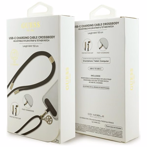 Guess CBDY 4G Charm USB-C / USB-C Kaapeli 150cm - musta