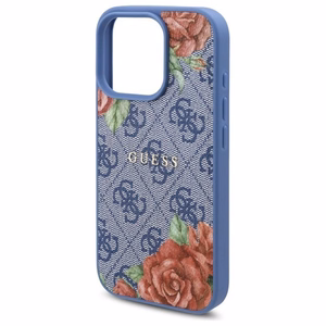 GUESS Suojakuori iPhone 16 Pro:lle MagSafe-yhteensopiva GUHMP16LP4ROPEMCB (4G Flowers Print) sininen