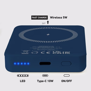 Powerbank SBS TEBB5000MAG1CB 5000 mAh yhteensopiva MagSafen kanssa - sininen
