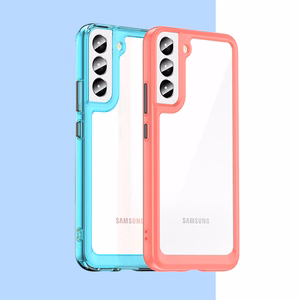 Outer Space Case Cover Samsung Galaxy S22 + (S22 Plus) Kova suojakuori geelikehyksellä Punainen