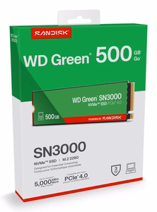 WD NVMe SSD-levy Green SN3000 (WDS500G4G0E-00CPS0) – 500 GB, M.2 NVMe