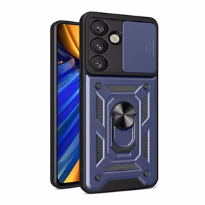 Hybrid Armor Camshield jalustalla ja kamerasuojalla Samsung Galaxy S25 Edge:lle - sininen